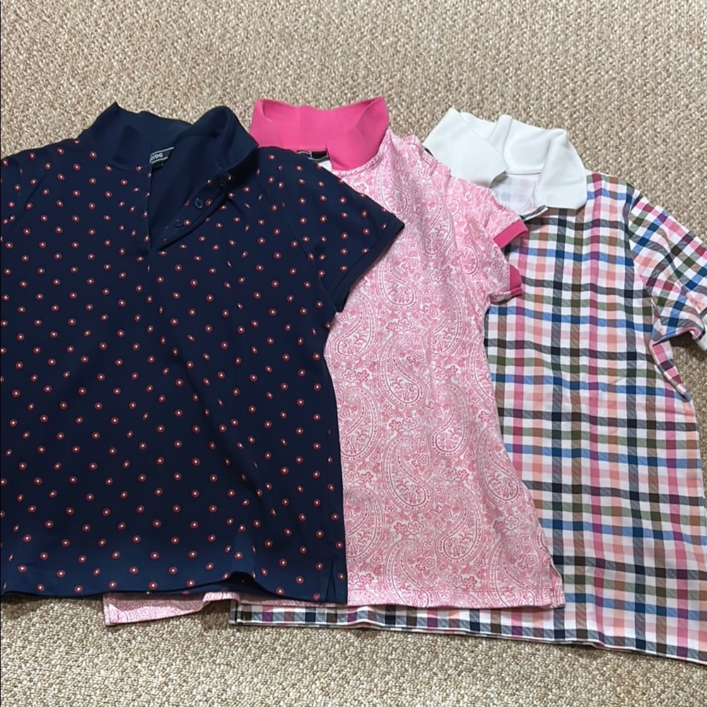 Stylish Polo Shirt Set - Navy, Pink, and Plaid
